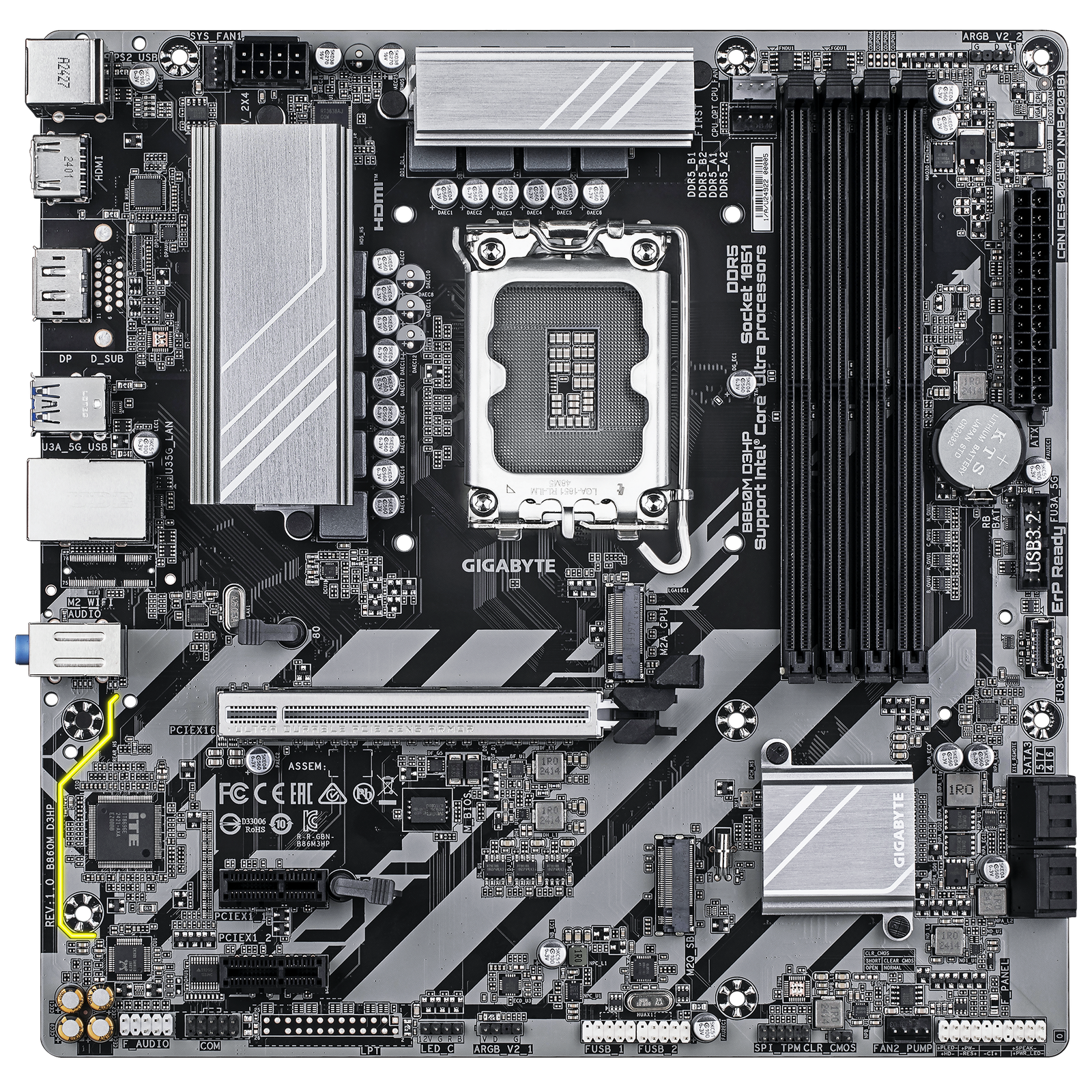 GIGABYTE B860M D3HP DDR5(Support for Intel® Core™ Ultra Processors) Motherboard - Image 2