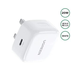 UGREEN 20W Type-C PD Fast Charging Adapter UK (White)- CD137 – 60451 – 1 Year Warranty